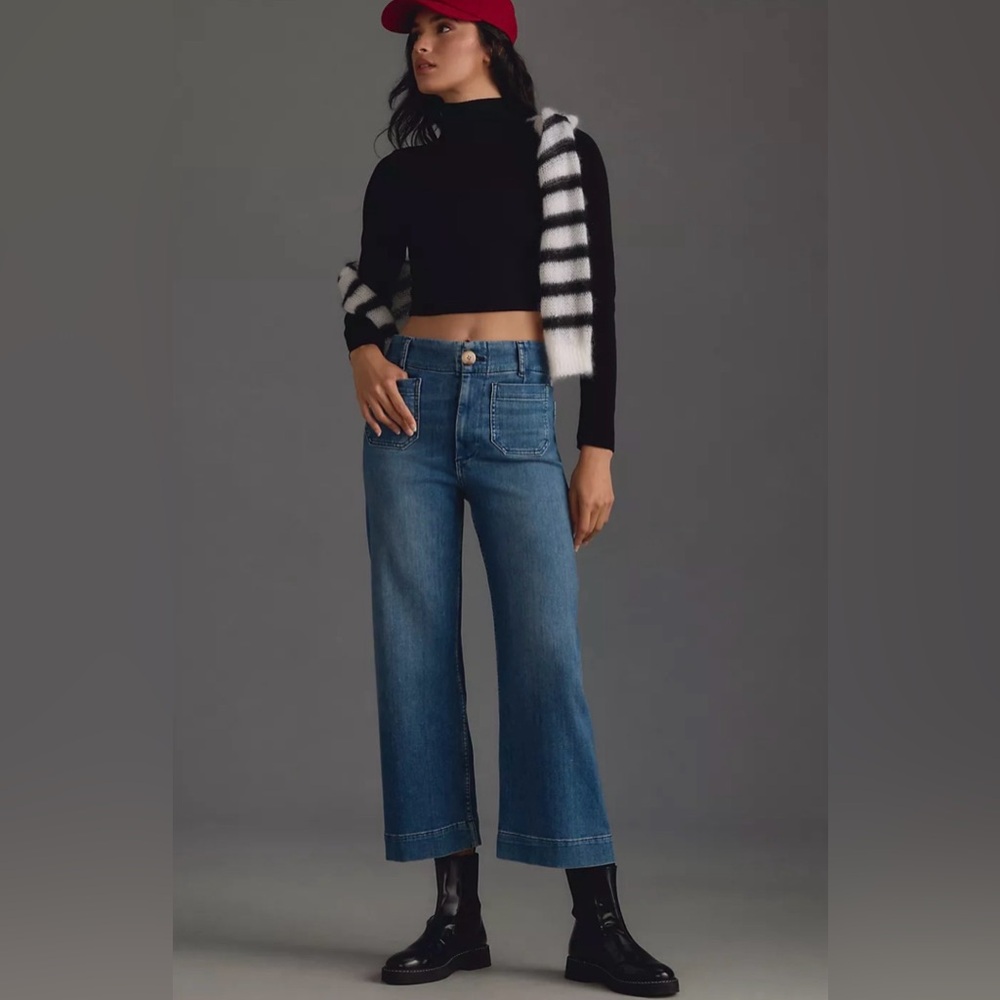 Anthropologie Colette Cropped Wide Leg Jeans